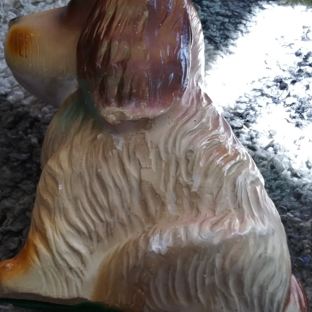 L@@K Vtg Chalkware Hound Spaniel Dog COIN Bank 1949 .hard to find.some scratches